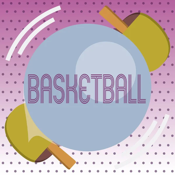 Handschrift-Text-Basketball. Konzept bedeutet Sport im Innenhof Spielwettbewerb Ball ins offene Netz werfen — Stockfoto