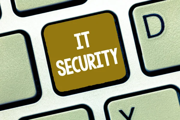 Escrita de mão conceitual mostrando Segurança. Foto de negócios mostrando Proteção de sistemas conectados à Internet contra ataques cibernéticos — Fotografia de Stock
