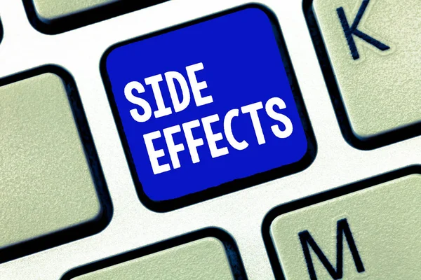 Text sign showing Side Effects. Conceptual photo An unintended negative reaction to a medicine and treatment