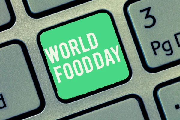 Текстовый знак Всемирного дня продовольствия. Концептуальное фото Всемирный день действий, посвященный борьбе с глобальным голодом — стоковое фото