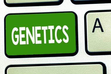 Kavramsal el genetik gösterilen yazma. Kalıtım, çalışma ve devralınan özellikleri varyasyonu vitrine iş fotoğraf