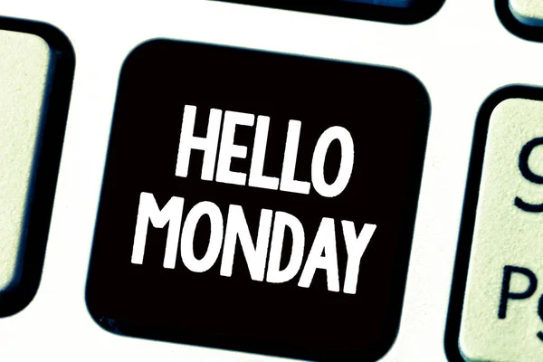 Text sign showing Hello Monday. Conceptual photo Greeting Positive Message for a new day Week Starting — Stock Photo, Image