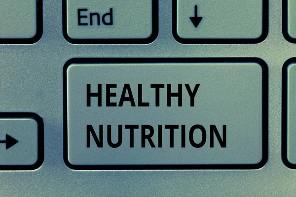 Znak tekstowy Wyświetlono zdrowego odżywiania. Koncepcyjne zdjęcie zdrowej i odżywczej żywności zrównoważonej diety — Zdjęcie stockowe