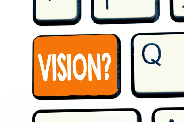 Palabra escribiendo texto Visión pregunta. Concepto de negocio para poder ver la planificación de inspiración objetiva para el futuro — Foto de Stock