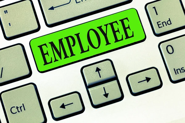 Writing Obs visar anställd. Företag foto skylta visar anställd för lön lön särskilt på icke verkställande nivå — Stockfoto