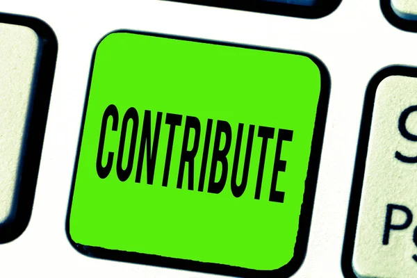 Katkıda bulunma gösterilen metin işareti. Kavramsal fotoğraf elde etmek ya da bir şey sağlamak amacıyla vermek yardım