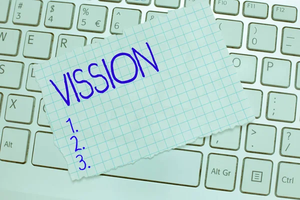 Tekst Vission. Forretningskonsept for å kunne se "Objektiv inspirasjonsplanlegging for framtiden" – stockfoto