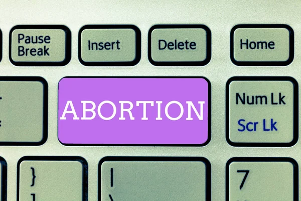 Zápis poznámky zobrazuje potrat. Obchodní fotografie představí záměrné ukončení těhotenství huanalysis smrt embrya — Stock fotografie