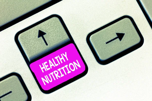 Uwaga: pisanie Wyświetlono zdrowego odżywiania. Biznesowe zdjęcie prezentujący zdrowej i odżywczej żywności zrównoważonej diety — Zdjęcie stockowe
