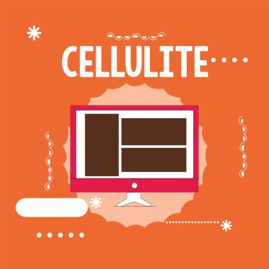 Kavramsal el selülit gösterilen yazma. Deri dimpling neden iş fotoğraf vitrine kalıcı subcutaneous yağlı