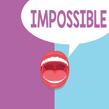 İmkansız gösterilen metin işareti. Kavramsal fotoğraf değil güçlü-e doğru ortaya var veya zor zor yapılması