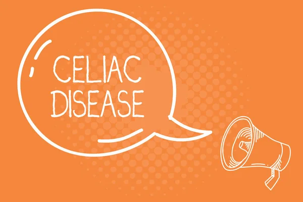 필기 텍스트 Celiac 질환입니다. 개념 의미 작은 창은 글루텐 소화 문제에 지나치게 — 스톡 사진