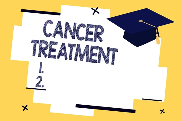 Text sign showing Cancer Treatment. Conceptual photo Use of surgery, radiation and medications to cure cancer