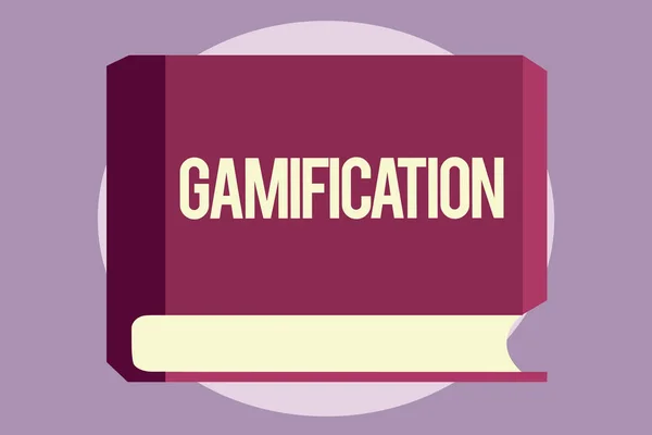 개념적 손을 Gamification을 보여주는 작성입니다. 비즈니스 사진 텍스트 응용 프로그램의 다른 영역으로 게임의 전형적인 요소 — 스톡 사진