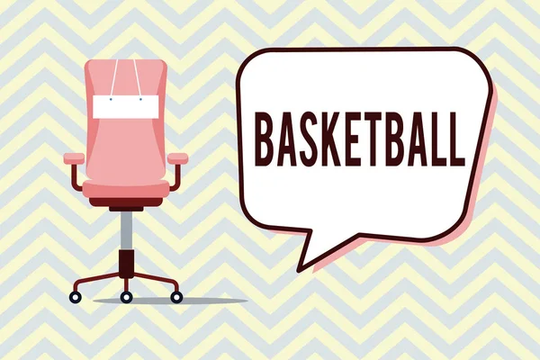 Textschild, das Basketball zeigt. konzeptionelle Foto Sport indoor Court Game Wettbewerb Ball werfen, um das Netz zu öffnen — Stockfoto