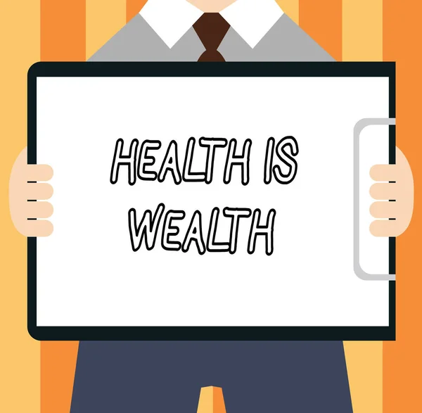 Word writing text Health Is Wealth. Business concept for Being healthy is more important than being wealthy.