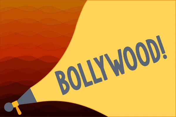 Tanda teks menunjukkan Bollywood. Foto konseptual Industri film populer India Sinematografi Mumbai — Stok Foto