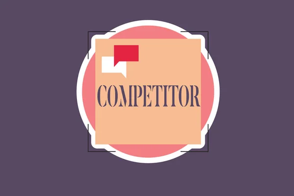 Conceptual hand writing showing Competitor. Business photo text Person who takes part in sporting contest commercial competition — Stock Photo, Image