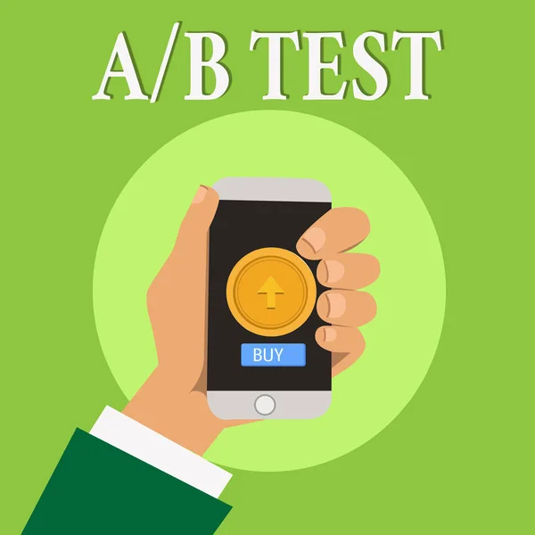 A B 테스트 사업 사진 보여주는 간단한 짧은 설문 연구 실험 쿼리 설문 조사를 표시 하는 메모를 작성 — 스톡 사진