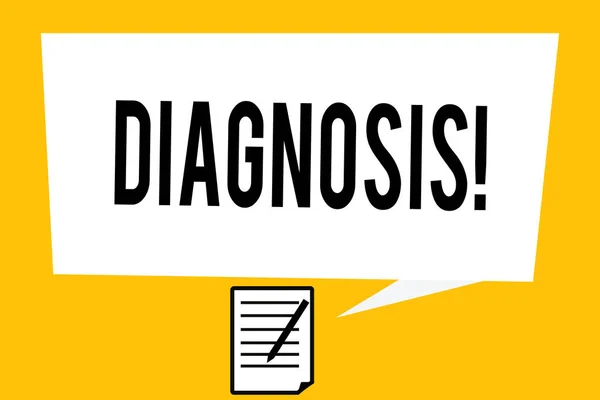 Tulisan tangan teks Diagnosis. Konsep makna Identifikasi sifat penyakit atau masalah lain dengan pemeriksaan — Stok Foto