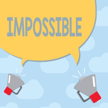 İmkansız gösterilen metin işareti. Kavramsal fotoğraf değil güçlü-e doğru ortaya var veya zor zor yapılması
