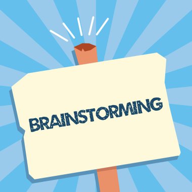 Beyin fırtınası gösterilen Not yazma. İş fotoğraf vitrine tutun fikirler takım üretmek için bir grup tartışma toplantı çalışma