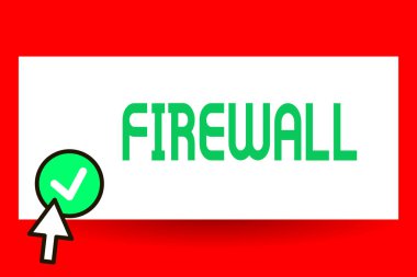 Kavramsal el güvenlik duvarı gösterilen yazma. İş fotoğraf metin ile güvenlik duvarı yetkisiz erişimden ağ veya sistem korumak