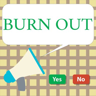 Burn Out gösterilen Not yazma. Fiziksel ve duygusal tükenme kronik yorgunluk hissi vitrine iş fotoğraf