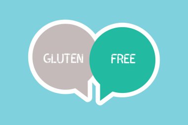 Gluten Free gösterilen Not yazma. Gıda ve tahıl ve buğday proteini içeren değil diyet vitrine iş fotoğraf