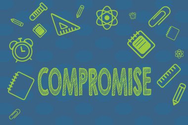 Kavramsal el uzlaşma gösterilen yazma. İş fotoğraf metin gel anlaşmaya karşılıklı taviz vermek ortaya açığa tarafından