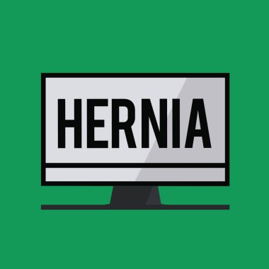 Fıtık gösterilen Not yazma. Doku veya organ kavite duvarı anormal çıkış vitrine iş fotoğraf