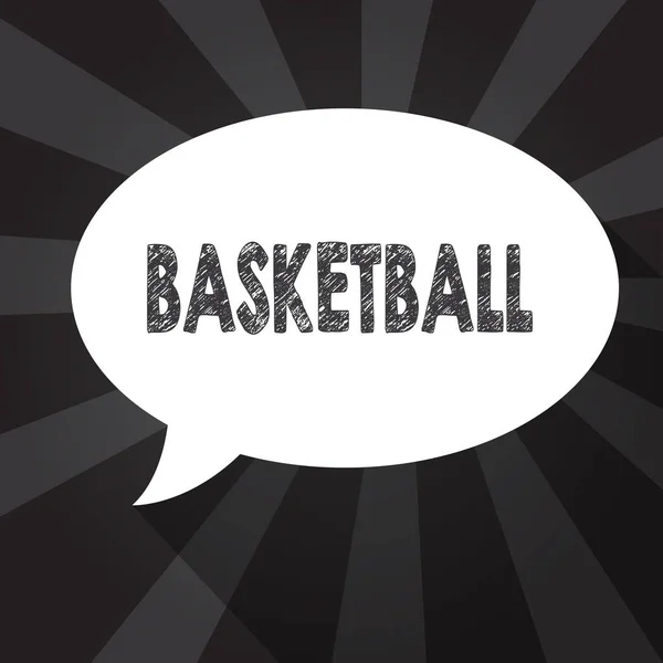 Wortschreiben Text-Basketball. Geschäftskonzept für Sport im Innenhof Spielwettbewerb Wurf Ball zu offenem Netz — Stockfoto