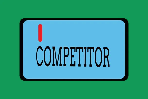 Escritura manual conceptual que muestra a Competidor. Foto de negocios mostrando Persona que participa en concurso deportivo competencia comercial —  Fotos de Stock