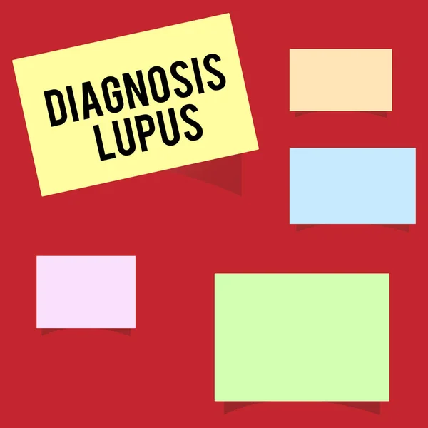 Writing note showing Diagnosis Lupus. Business photo showcasing Urine examination show an increase of protein level — Stock Photo, Image