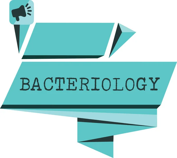 Текст для написания слов Бактериология. Бизнес-концепция для отрасли микробиологии, занимающейся бактериями и их применением — стоковое фото