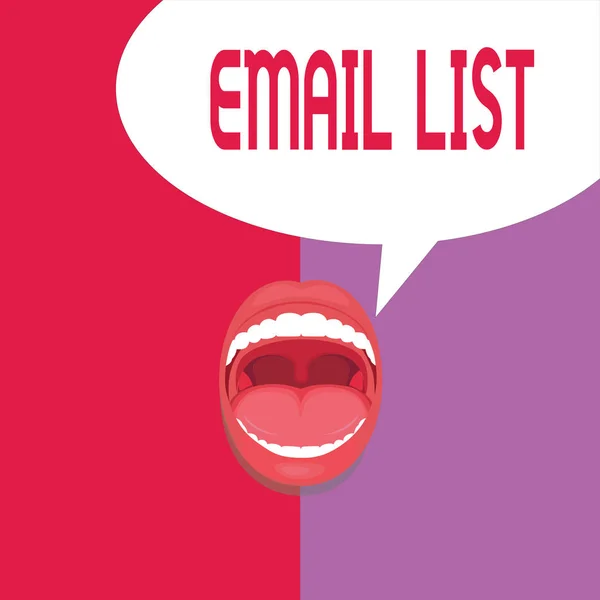 Megjegyzés: E-mail lista mutatja az írás. Üzleti fénykép bemutató elektronikus levelezés hírlevelet küldeni a névjegyadatokat — Stock Fotó