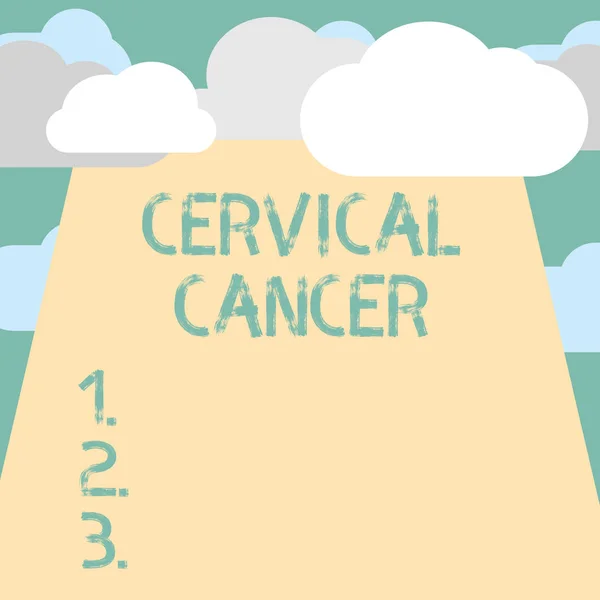 Text sign showing Cervical Cancer. Conceptual photo occurs when the cells of the cervix grow abnormally