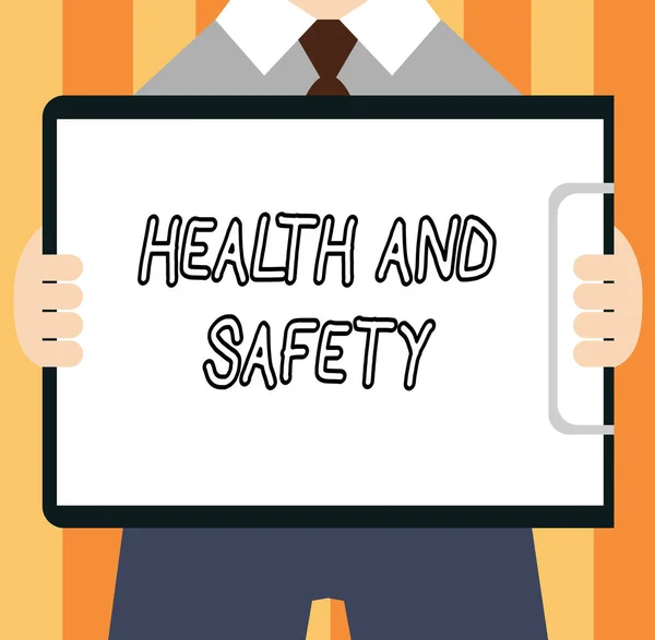 Word writing text Health and Safety. Бизнес-концепция для принятия соответствующих мер, чтобы защитить себя от вреда — стоковое фото