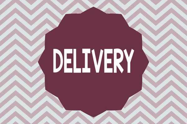 Word writing text Delivery. Business concept for action of delivering letters parcels or goods Giving birth — Stock Photo, Image