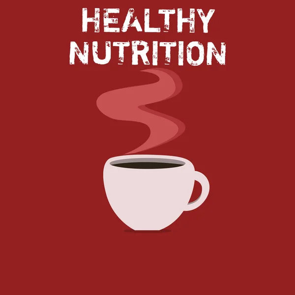 Szöveg jel mutatja az egészséges táplálkozás. Fogalmi fénykép, eszik egy egészséges és táplálkozási kiegyensúlyozott étrend — Stock Fotó