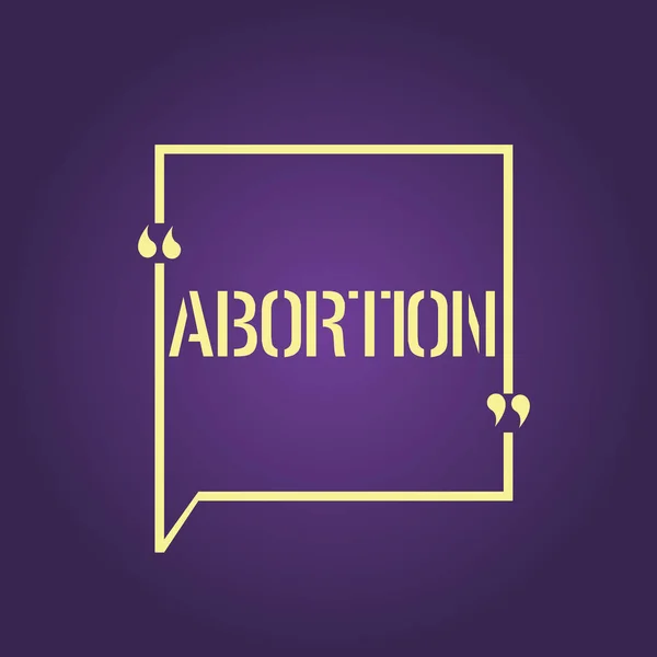 Textschild mit Abtreibung. Bewusster Schwangerschaftsabbruch des Embryos — Stockfoto