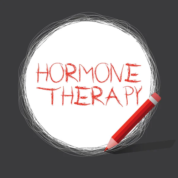 Zápis poznámky ukazující hormonální terapie. Obchodní fotografie představí užívání hormonů při léčbě klimakterických příznaků — Stock fotografie