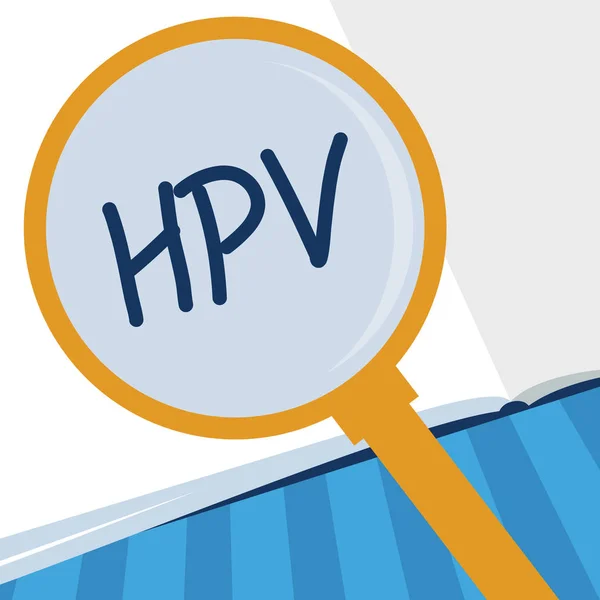 Schreibnotiz mit hpv. Business-Foto zeigt eine Gruppe von Viren, die Ihre Haut und die feuchten Membranen befallen — Stockfoto