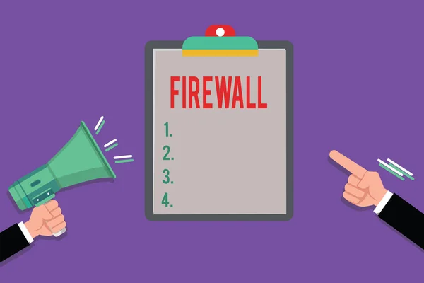 Escritura manual conceptual que muestra Firewall. El escaparate de fotos comerciales protege la red o el sistema del acceso no autorizado con firewall — Foto de Stock