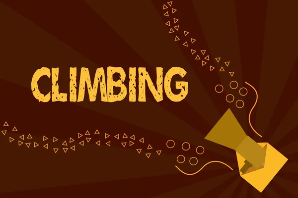 Signo de texto mostrando Escalada. Foto conceptual actividad deportiva de escalar montañas o acantilados Hard Tough — Foto de Stock