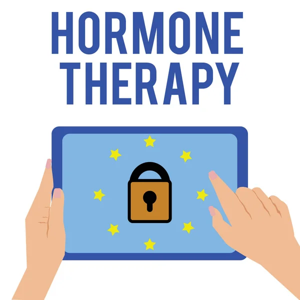 Szó szöveg írása hormon terápia. Üzleti koncepció használata a hormonok, klimaxos tünetek kezelésére — Stock Fotó
