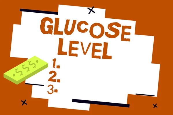 A escrever uma nota a mostrar o nível de glicose. Foto de negócios mostrando Quantidade de glicose no sangue Hiperglicemia reativa — Fotografia de Stock