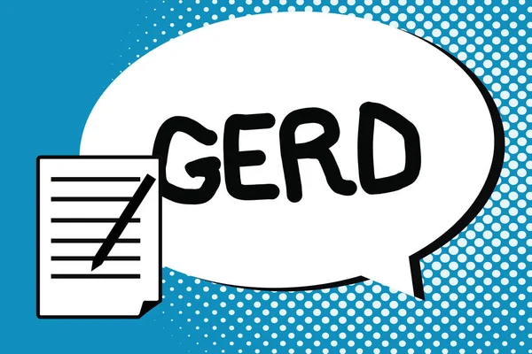 Escritura de texto a mano Gerd. Concepto que significa trastorno digestivo que afecta al esfínter esofágico inferior — Foto de Stock