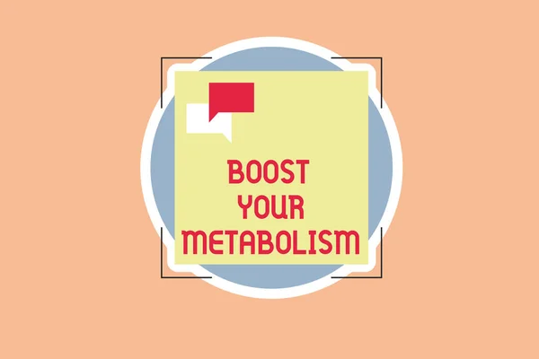Schrijven van notitie weergegeven: Boost uw metabolisme. Zakelijke foto presentatie verhogen de efficiëntie van verbranding van lichaamsvetten — Stockfoto