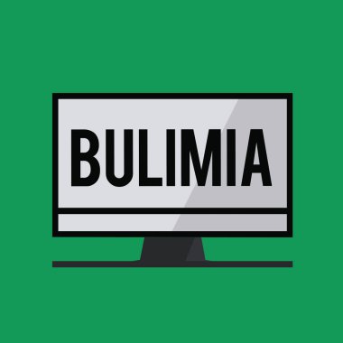 Bulimia gösterilen Not yazma. Kilolu duygusal bozukluk alma aşırı saplantı vitrine iş fotoğraf